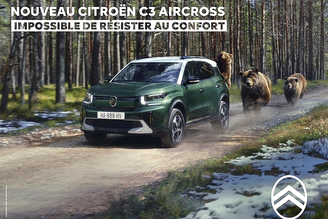 Publicité Nouveau Citroën C3 Aircross avec des ours
